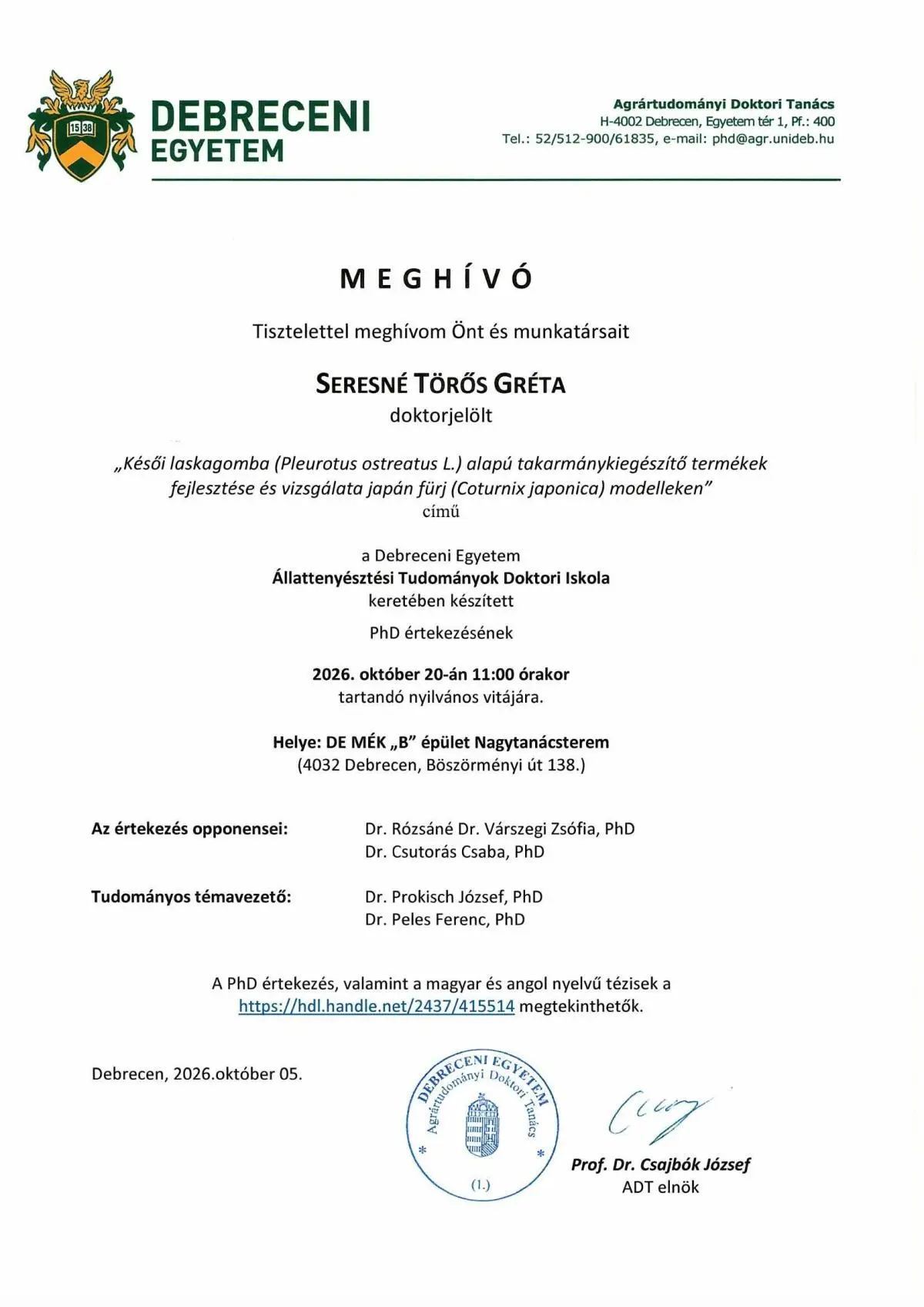 meghívó seresné törős gréta
